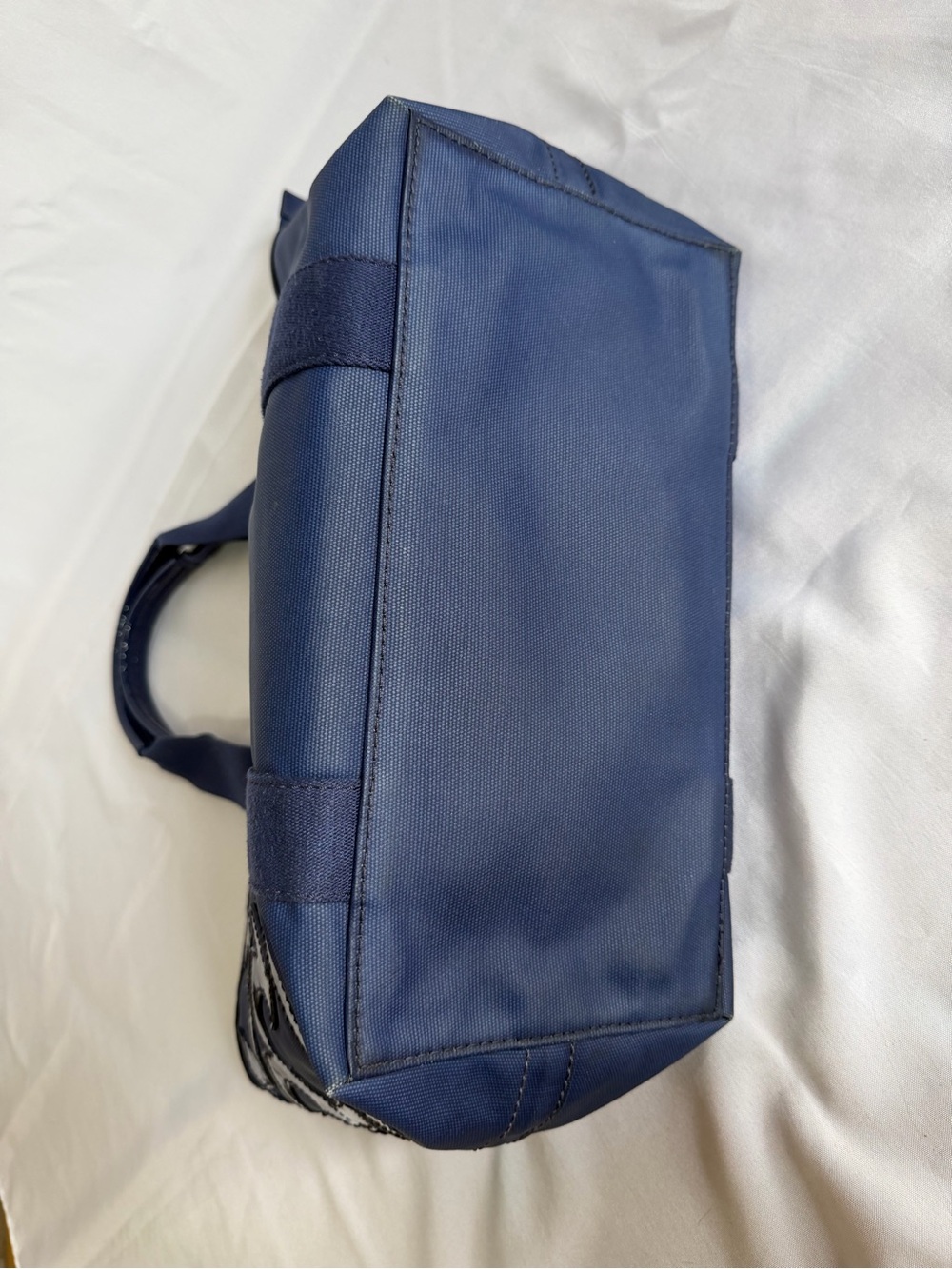Tory Burch Navy Tote with Patent Logo Detail - Picture 6 of 10